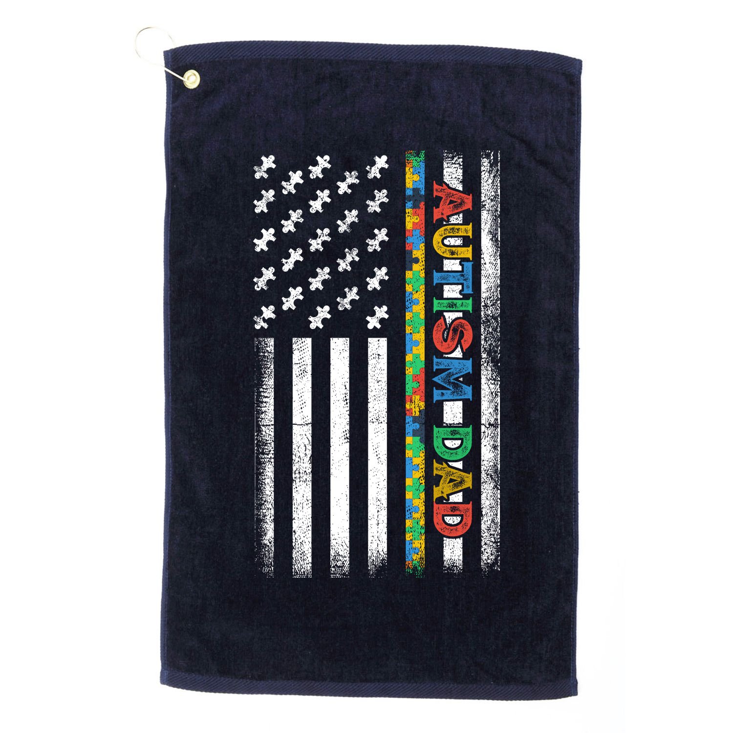 Autism Dad Awareness American Flag USA Golf Towel
