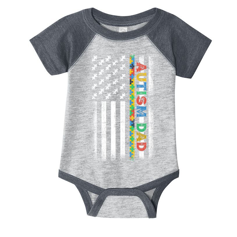 Autism Dad Awareness American Flag USA Infant Baby Jersey Bodysuit
