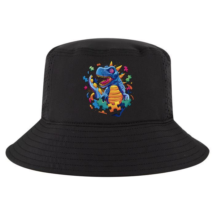 Autism Dinosaur And Puzzle Pieces Cool Comfort Performance Bucket Hat