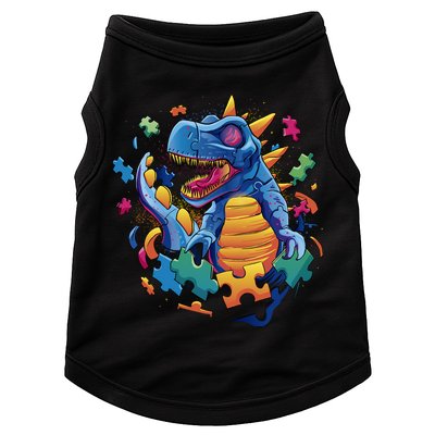 Autism Dinosaur And Puzzle Pieces Doggie Tank