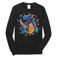 Autism Dinosaur And Puzzle Pieces Long Sleeve Shirt