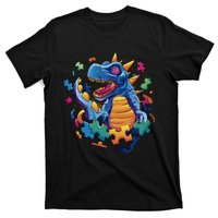 Autism Dinosaur And Puzzle Pieces T-Shirt