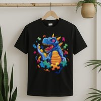 Autism Dinosaur And Puzzle Pieces T-Shirt