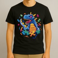 Autism Dinosaur And Puzzle Pieces T-Shirt