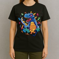 Autism Dinosaur And Puzzle Pieces T-Shirt