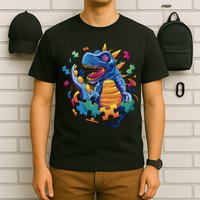 Autism Dinosaur And Puzzle Pieces T-Shirt
