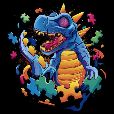 Autism Dinosaur And Puzzle Pieces T-Shirt