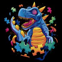 Autism Dinosaur And Puzzle Pieces T-Shirt