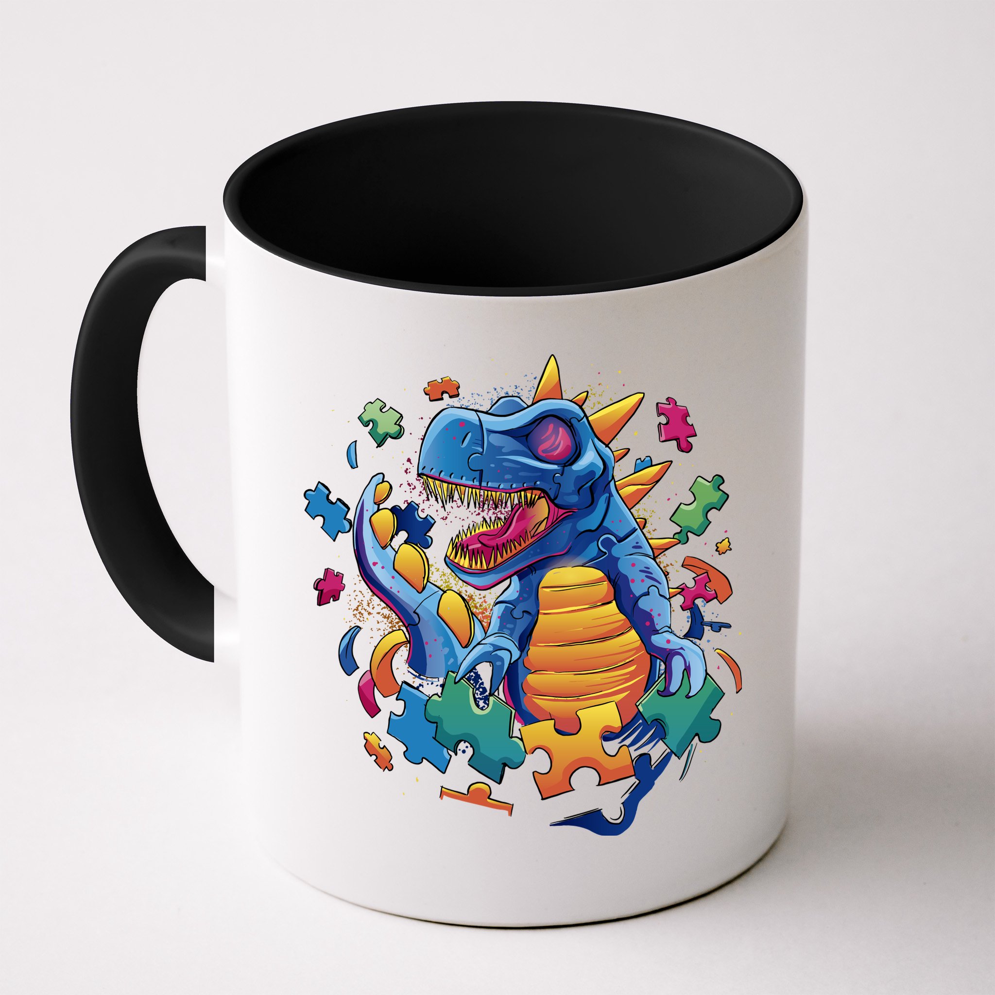 Autism Dinosaur And Puzzle Pieces Mug
