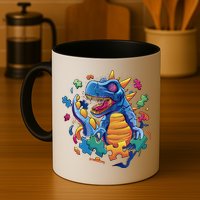 Autism Dinosaur And Puzzle Pieces Mug