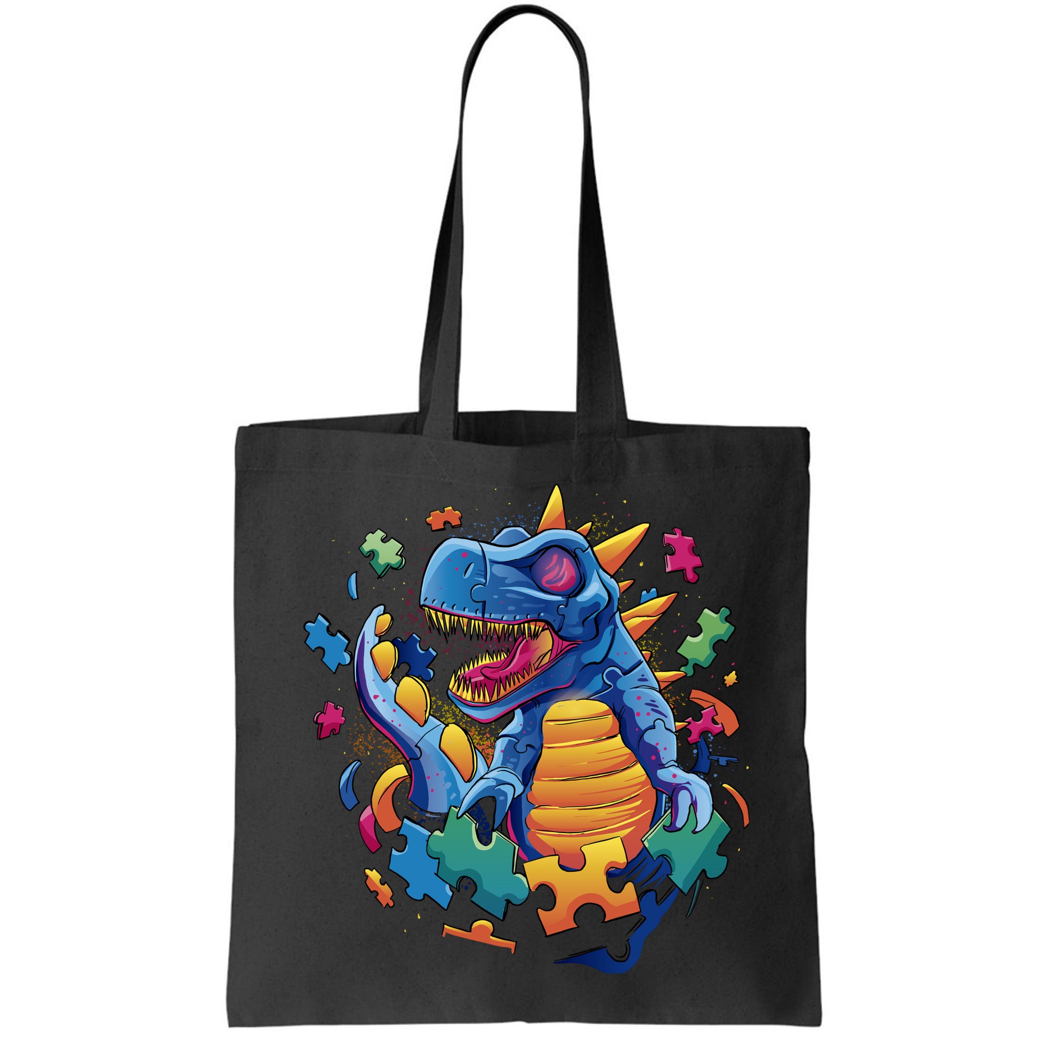 Autism Dinosaur And Puzzle Pieces Bag