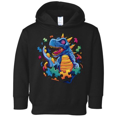 Autism Dinosaur And Puzzle Pieces Toddler Hoodie