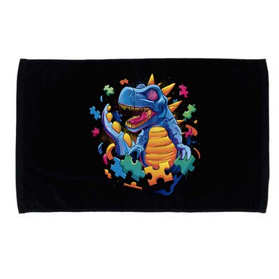 Autism Dinosaur And Puzzle Pieces Microfiber Hand Towel