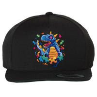 Autism Dinosaur And Puzzle Pieces Wool Snapback Cap