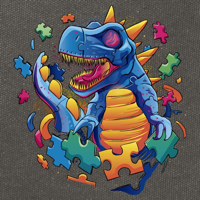 Autism Dinosaur And Puzzle Pieces Cotton Canvas Backpack