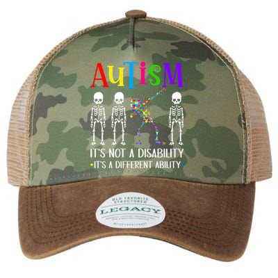 Autism Different Ability Autistic Dabbing Skeleton Great Gift Legacy Tie Dye Trucker Hat