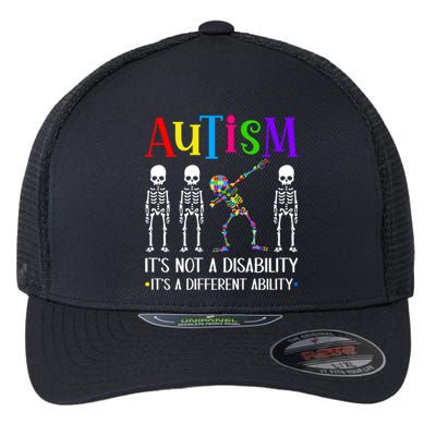 Autism Different Ability Autistic Dabbing Skeleton Great Gift Flexfit Unipanel Trucker Cap