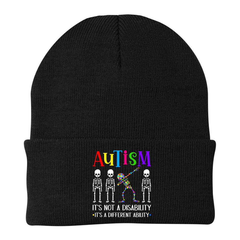 Autism Different Ability Autistic Dabbing Skeleton Great Gift Beanie