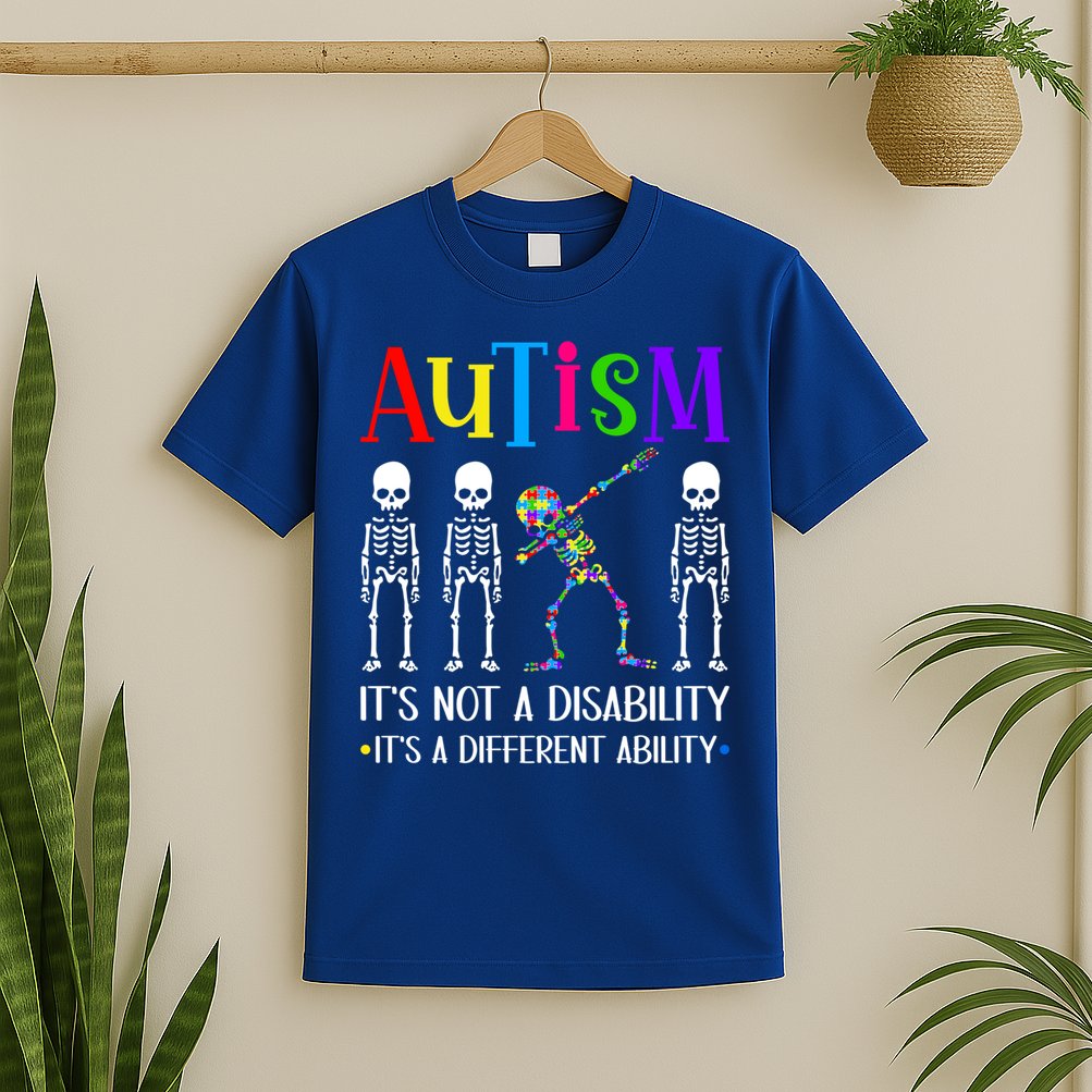 Autism Different Ability Autistic Dabbing Skeleton Great Gift T-Shirt