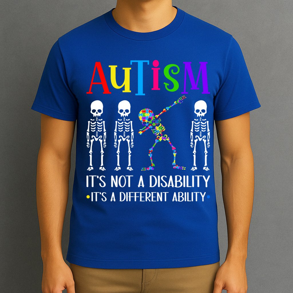 Autism Different Ability Autistic Dabbing Skeleton Great Gift T-Shirt
