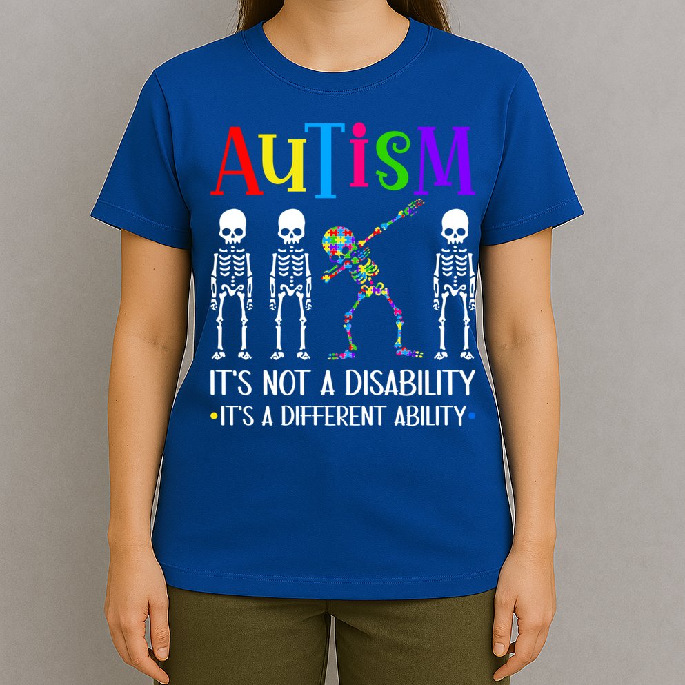 Autism Different Ability Autistic Dabbing Skeleton Great Gift T-Shirt