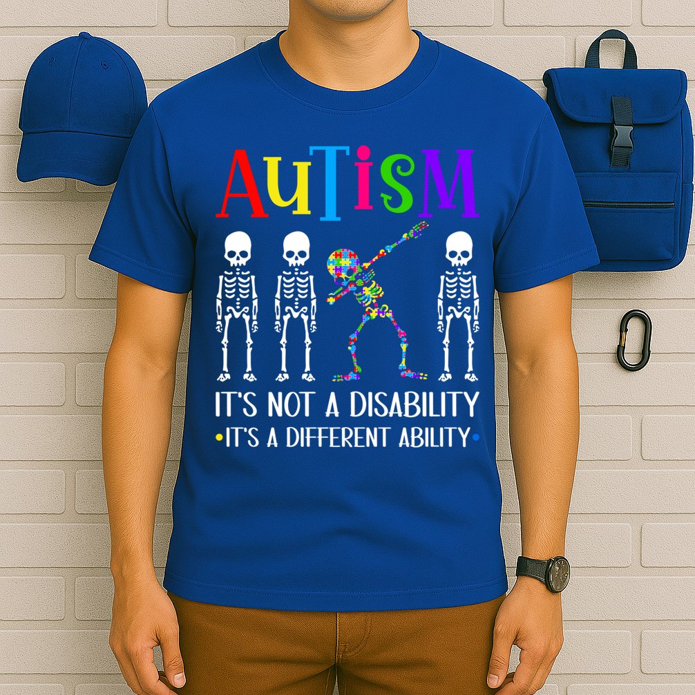 Autism Different Ability Autistic Dabbing Skeleton Great Gift T-Shirt