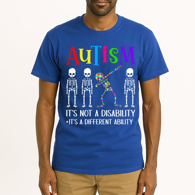 Autism Different Ability Autistic Dabbing Skeleton Great Gift Tall T-Shirt
