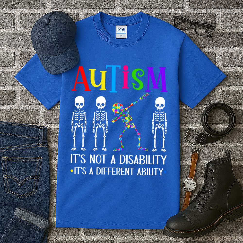 Autism Different Ability Autistic Dabbing Skeleton Great Gift Tall T-Shirt