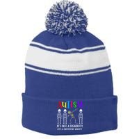 Autism Different Ability Autistic Dabbing Skeleton Great Gift Stripe Pom Pom Beanie