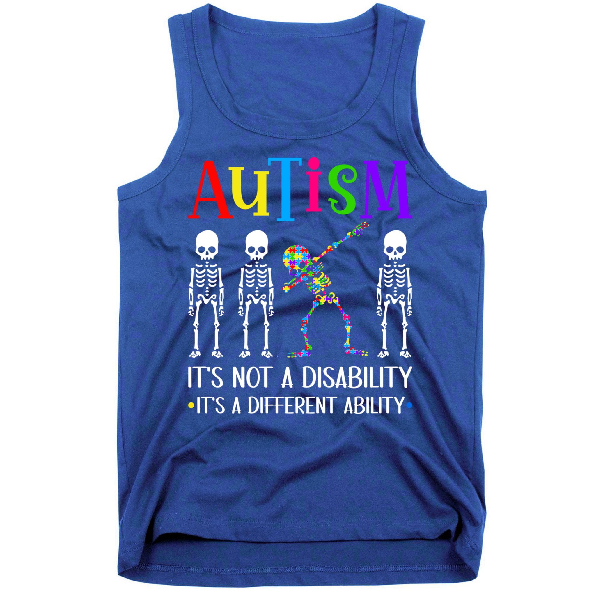 Autism Different Ability Autistic Dabbing Skeleton Great Gift Tank Top