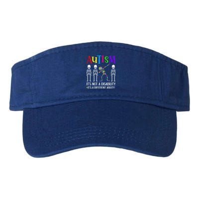 Autism Different Ability Autistic Dabbing Skeleton Great Gift Valucap Bio-Washed Visor