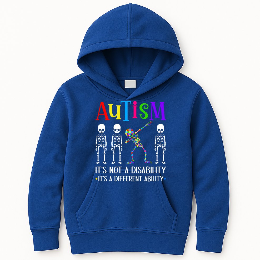 Autism Different Ability Autistic Dabbing Skeleton Great Gift Kids Hoodie