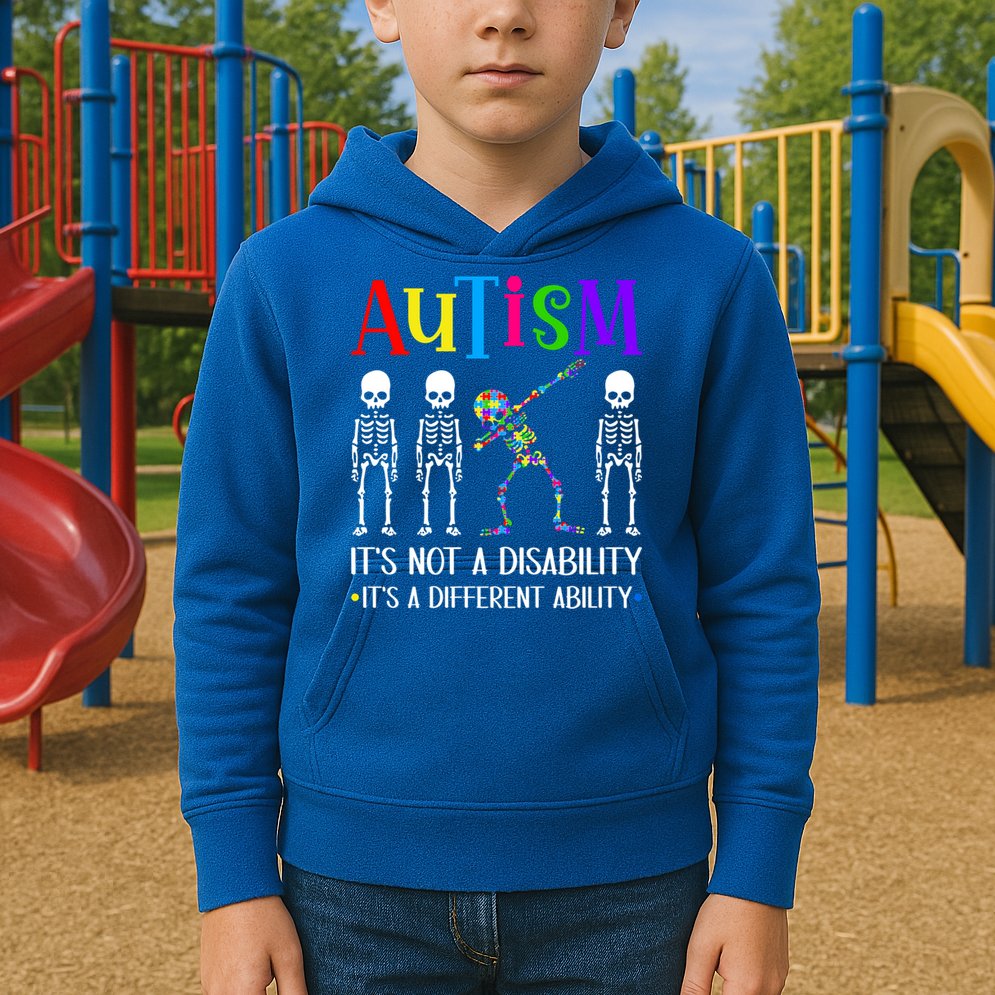 Autism Different Ability Autistic Dabbing Skeleton Great Gift Kids Hoodie