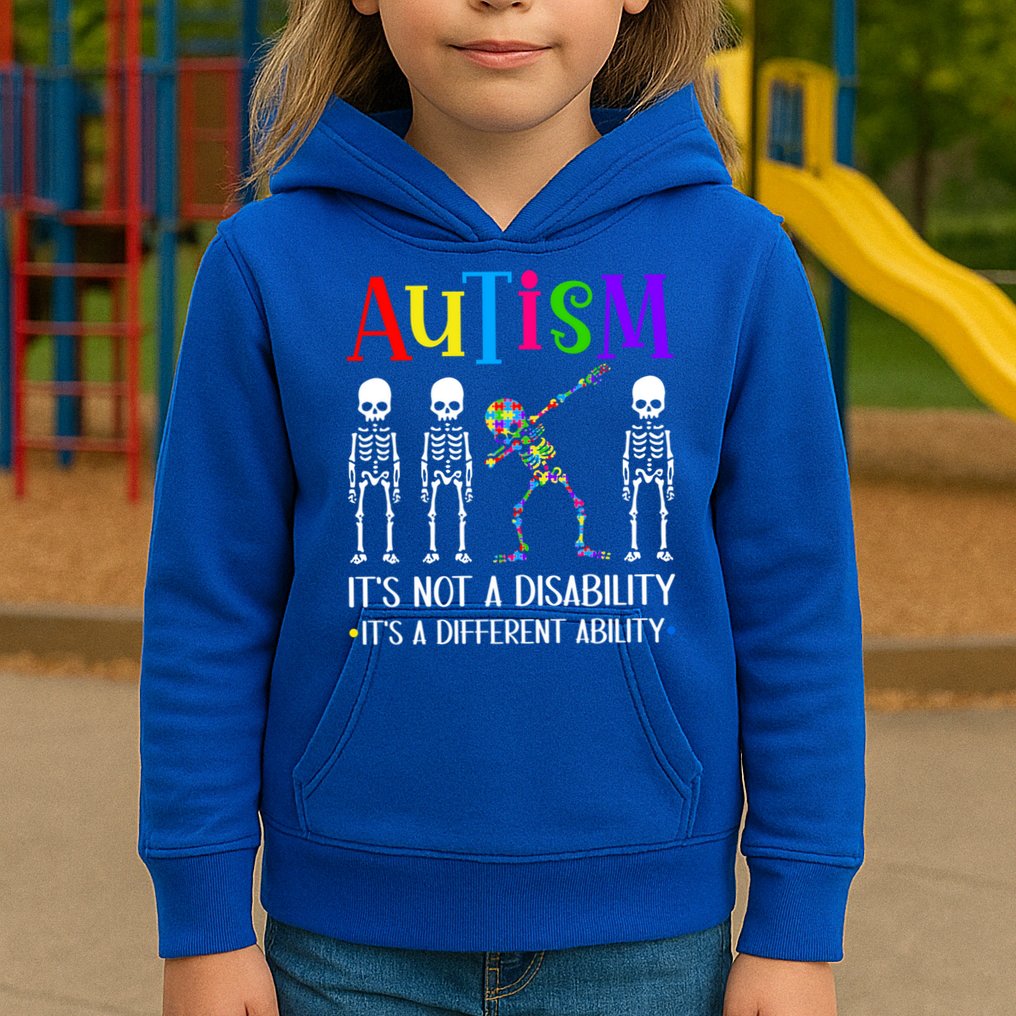Autism Different Ability Autistic Dabbing Skeleton Great Gift Kids Hoodie