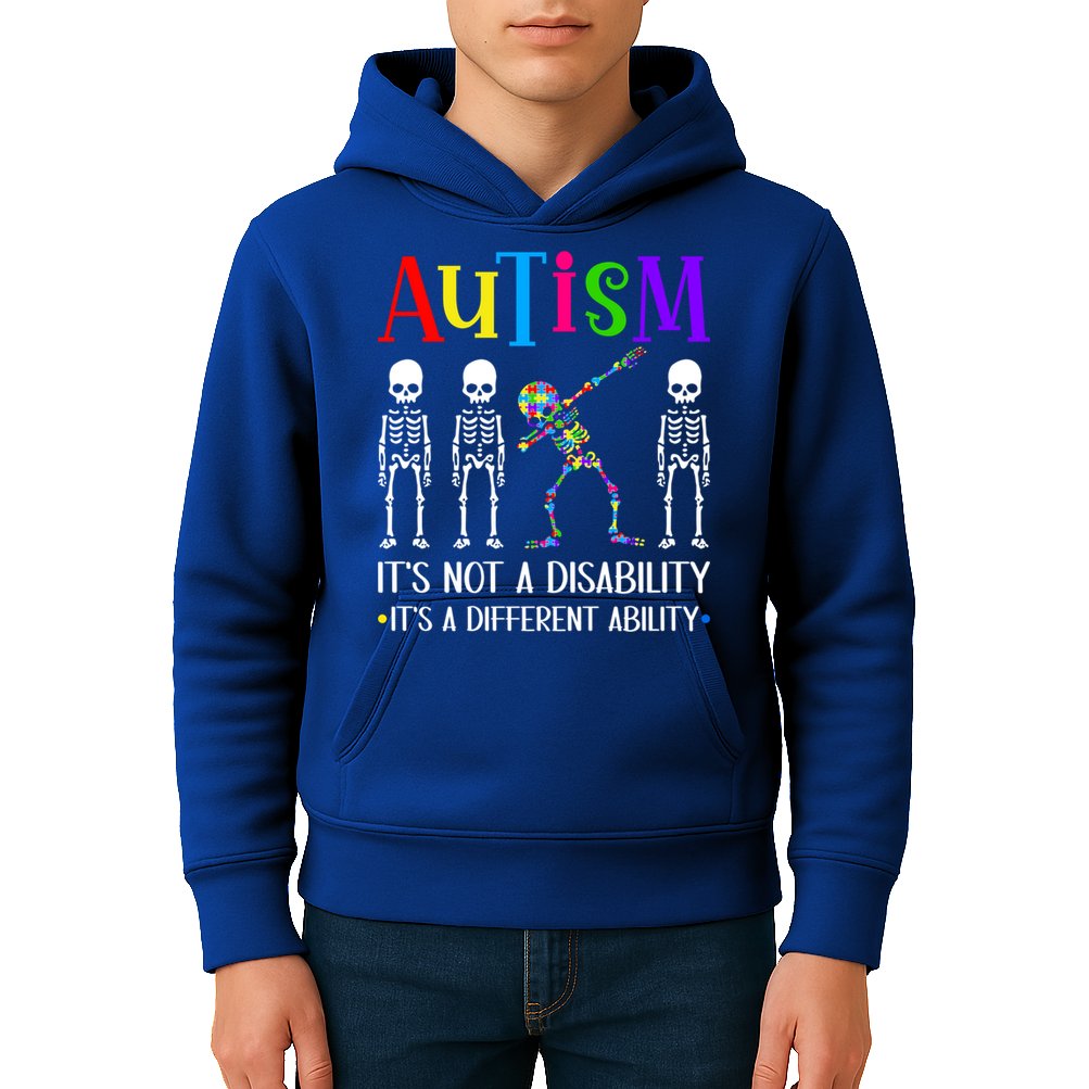 Autism Different Ability Autistic Dabbing Skeleton Great Gift Kids Hoodie