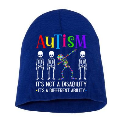 Autism Different Ability Autistic Dabbing Skeleton Great Gift Short Acrylic Beanie