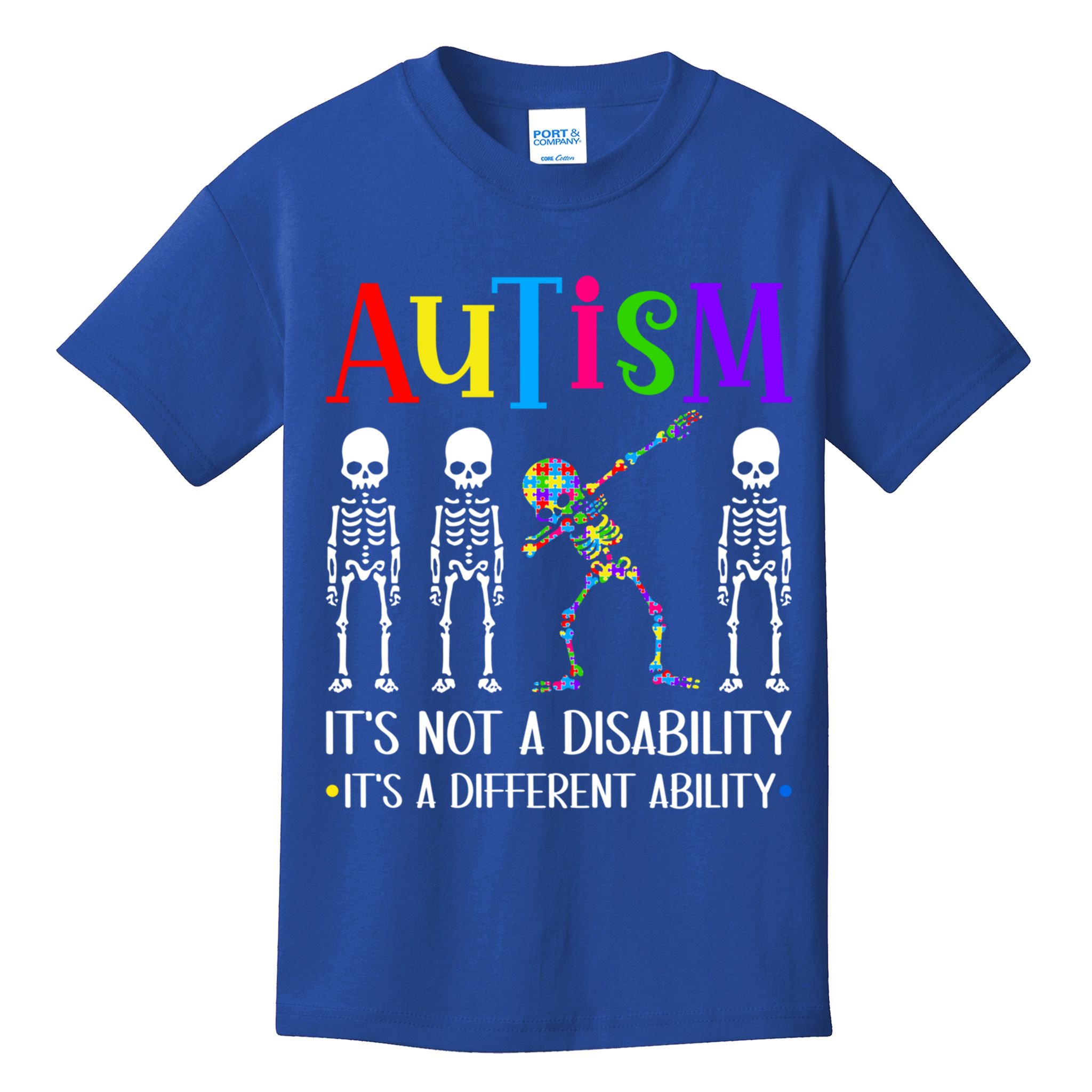 Autism Different Ability Autistic Dabbing Skeleton Great Gift Kids T-Shirt