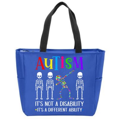 Autism Different Ability Autistic Dabbing Skeleton Great Gift Zip Tote Bag