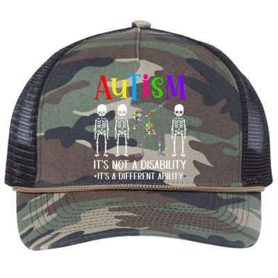 Autism Different Ability Autistic Dabbing Skeleton Great Gift Retro Rope Trucker Hat Cap