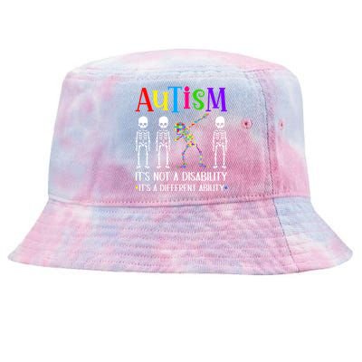 Autism Different Ability Autistic Dabbing Skeleton Great Gift Tie-Dyed Bucket Hat