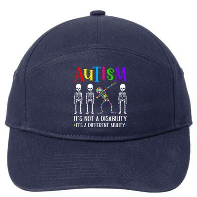 Autism Different Ability Autistic Dabbing Skeleton Great Gift 7-Panel Snapback Hat