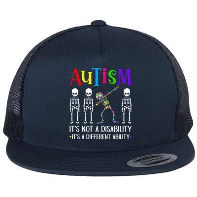 Autism Different Ability Autistic Dabbing Skeleton Great Gift Flat Bill Trucker Hat