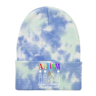 Autism Different Ability Autistic Dabbing Skeleton Great Gift Tie Dye 12in Knit Beanie