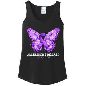 Alzheimers Disease Awareness Month Purple Ribbon Butterfly Ladies Essential Tank