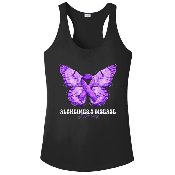 Alzheimers Disease Awareness Month Purple Ribbon Butterfly Ladies PosiCharge Competitor Racerback Tank