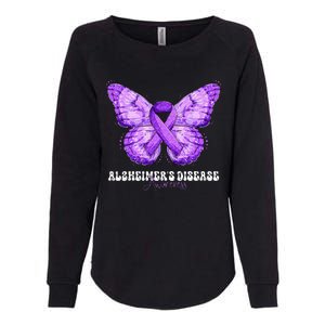 Alzheimers Disease Awareness Month Purple Ribbon Butterfly Womens California Wash Sweatshirt