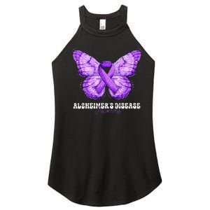 Alzheimers Disease Awareness Month Purple Ribbon Butterfly Women's Perfect Tri Rocker Tank