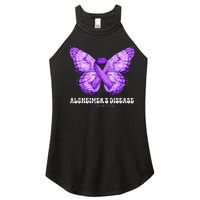 Alzheimers Disease Awareness Month Purple Ribbon Butterfly Women's Perfect Tri Rocker Tank