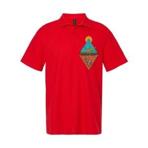 A Dinosaur And A Skeleton In A Mountainous Landscape Nature Dinosaur Skeleton Softstyle Adult Sport Polo