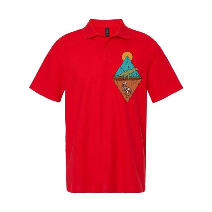 A Dinosaur And A Skeleton In A Mountainous Landscape Nature Dinosaur Skeleton Softstyle Adult Sport Polo